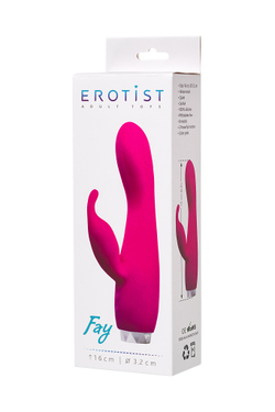 Вибратор с клиторальным стимулятором Erotist Fay, силикон, розовый, 17 см