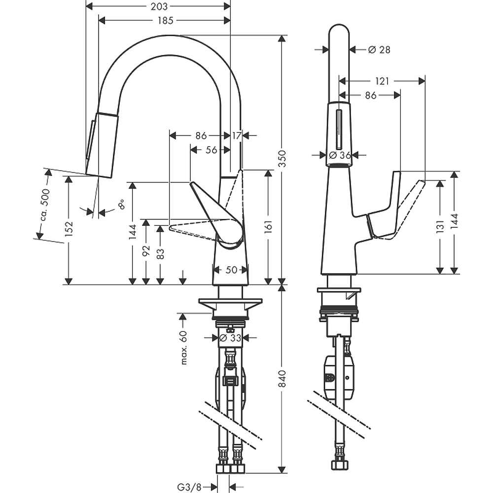 Смеситель для кухни Hansgrohe Talis S 72815800 сталь