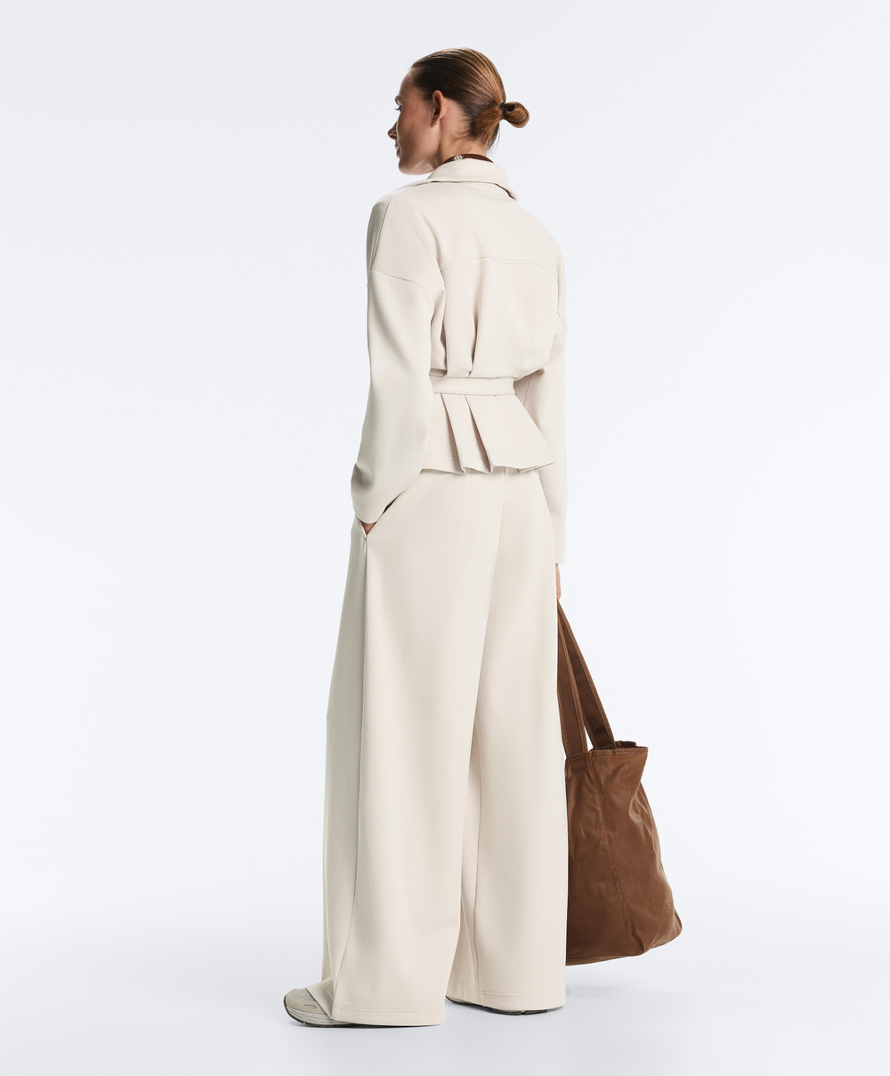 OYSHO Хлопковые широкие брюки-пике со складками, норка