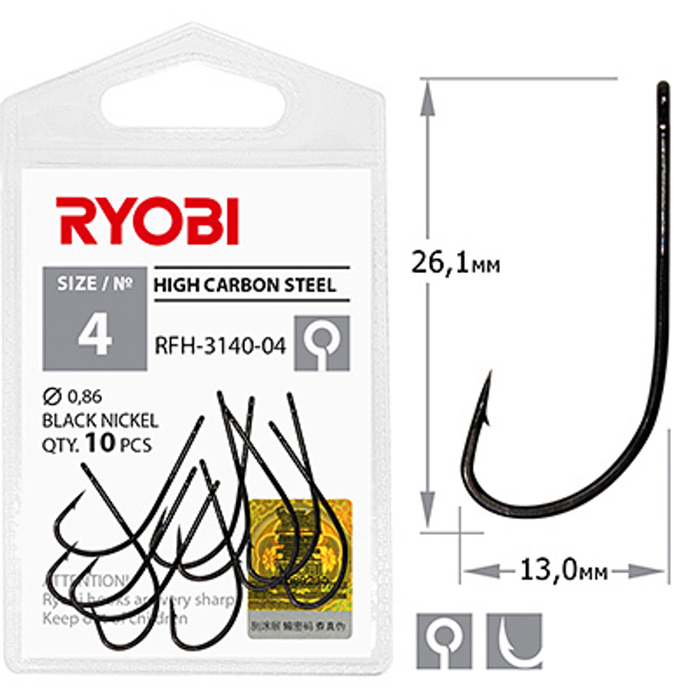 Крючок рыболовный RFH-3140 №04 ( упк по 10шт)