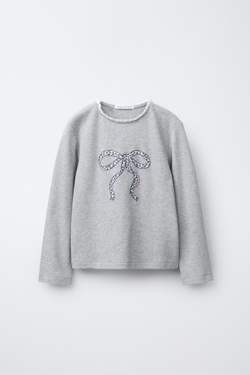 ZARA КОМБИНИРОВАННАЯ ПИЖАМА В ПОЛОСКУ С БАНТОМ, СИНИЙ