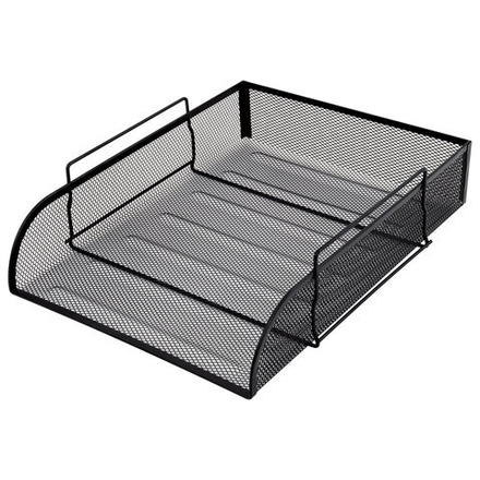 Лоток горизонтальный металлический для бумаг BRAUBERG "Germanium", А4 (260х337х77 мм), черный