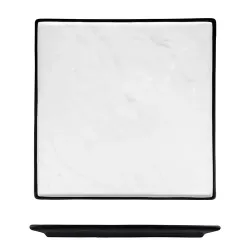 Блюдо квадратное 30*30 см h2 см Relief белое с черным бортом фарфор P.L. Proff Cuisine [1]