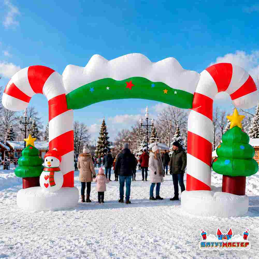 Надувная арка новогодняя «Рождественская», 3×1×2,7 м
