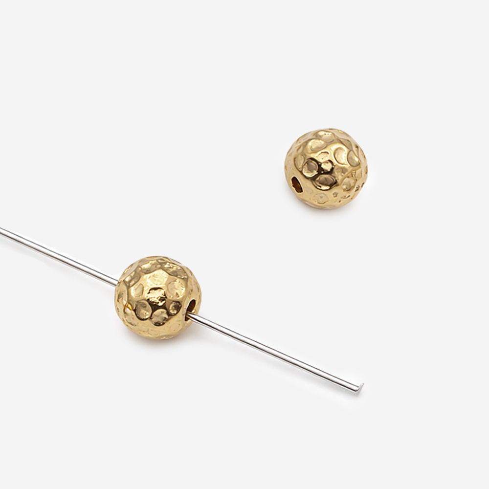 Бусина-разделитель рифленая, 8мм, сталь, позолота