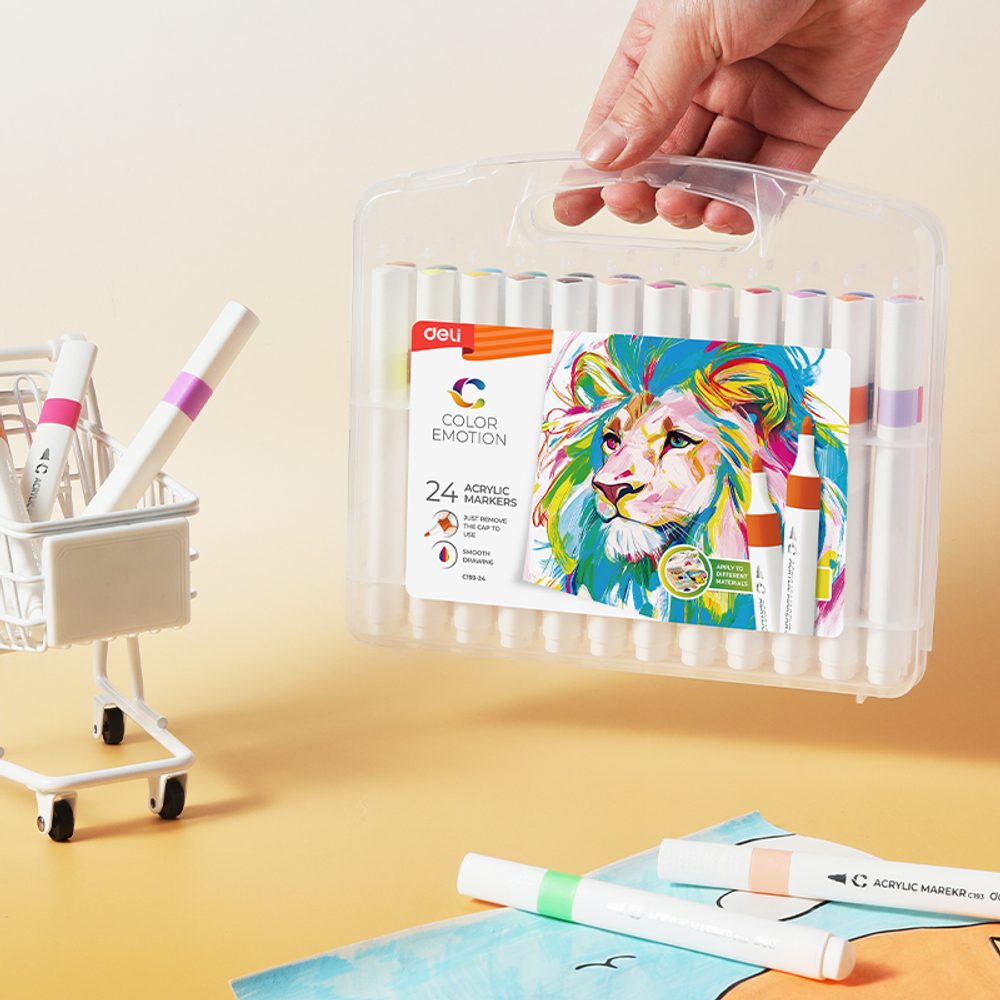 Набор акриловых маркеров Deli "Color Emotion", универсальные, 24 цвета