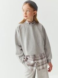 Свитшот укороченный облегченный "Серый меланж" 7+