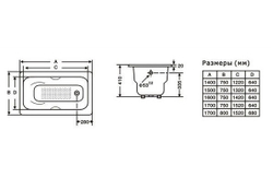 Чугунная ванна Goldman Donni 170x75x33,5x41 с ручками