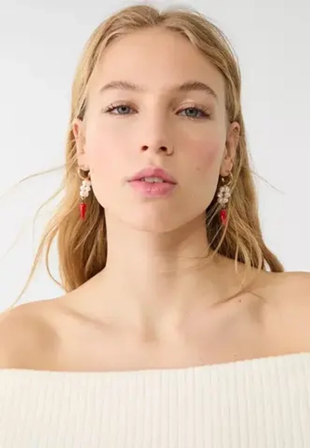 STRADIVARIUS Серьги с подвеской, красный