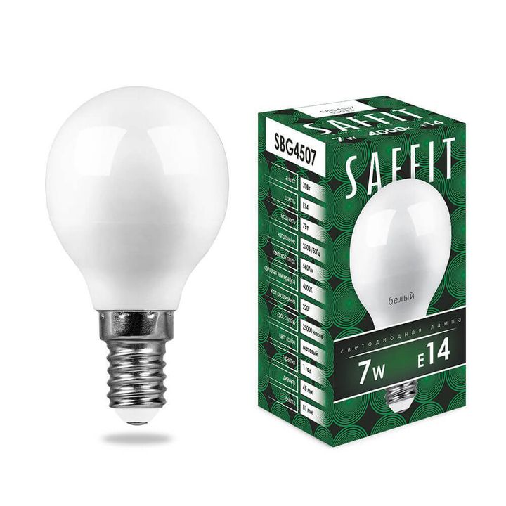 Лампа светодиодная Saffit E14 7W 4000K матовая SBG4507 55035