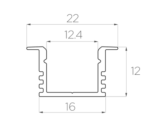 Профиль врезной алюминиевый LC-LPV-1222-2 Anod
