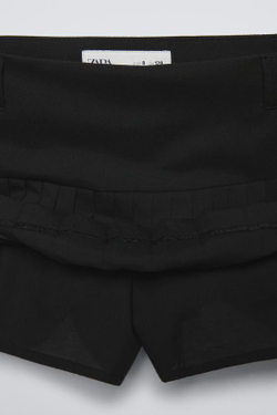 ZARA ЮБКА-ШОРТЫ СО СКЛАДКАМИ, ЧЕРНЫЙ