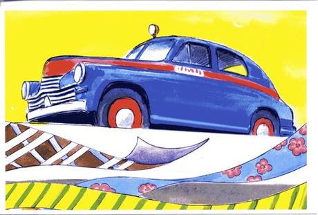 Авторская открытка от Варвары Леднёвой (ретро автомобиль)