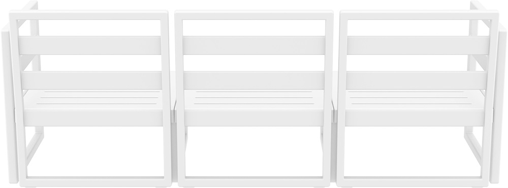 Диван пластиковый трехместный с подушками Siesta Contract Mykonos XL, белый, черный