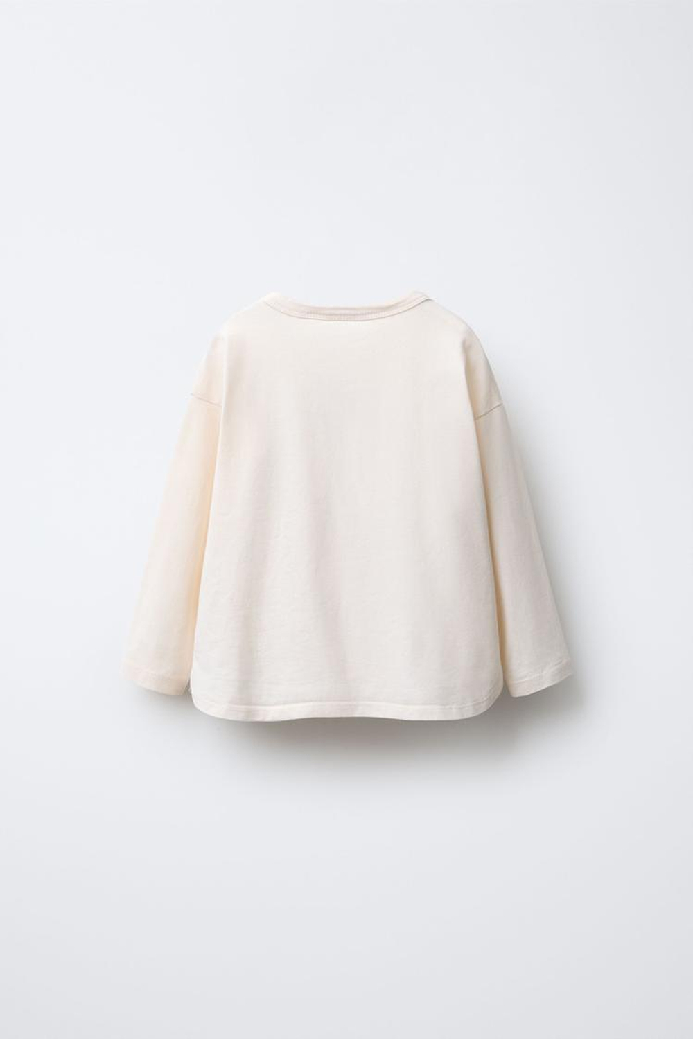 ZARA ЛОНГСЛИВ С ВЫШИВКОЙ В ВИДЕ ДОМИКА, ЭКРЮ