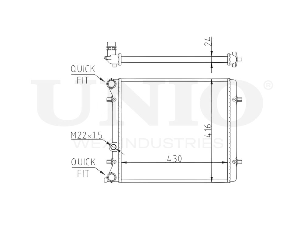 Радиатор охлаждения двигателя UNIO RAD-10092