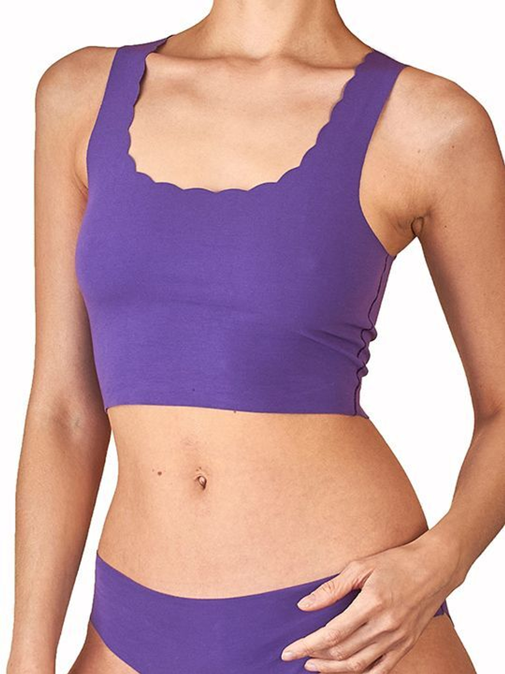 Укороченный топ с фигурным вырезом горловины (Размер: XL) (Цвет: кофейный)