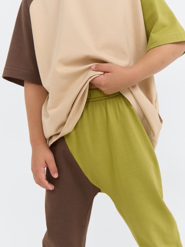 Брюки со спущенным шагом Колор-блок 