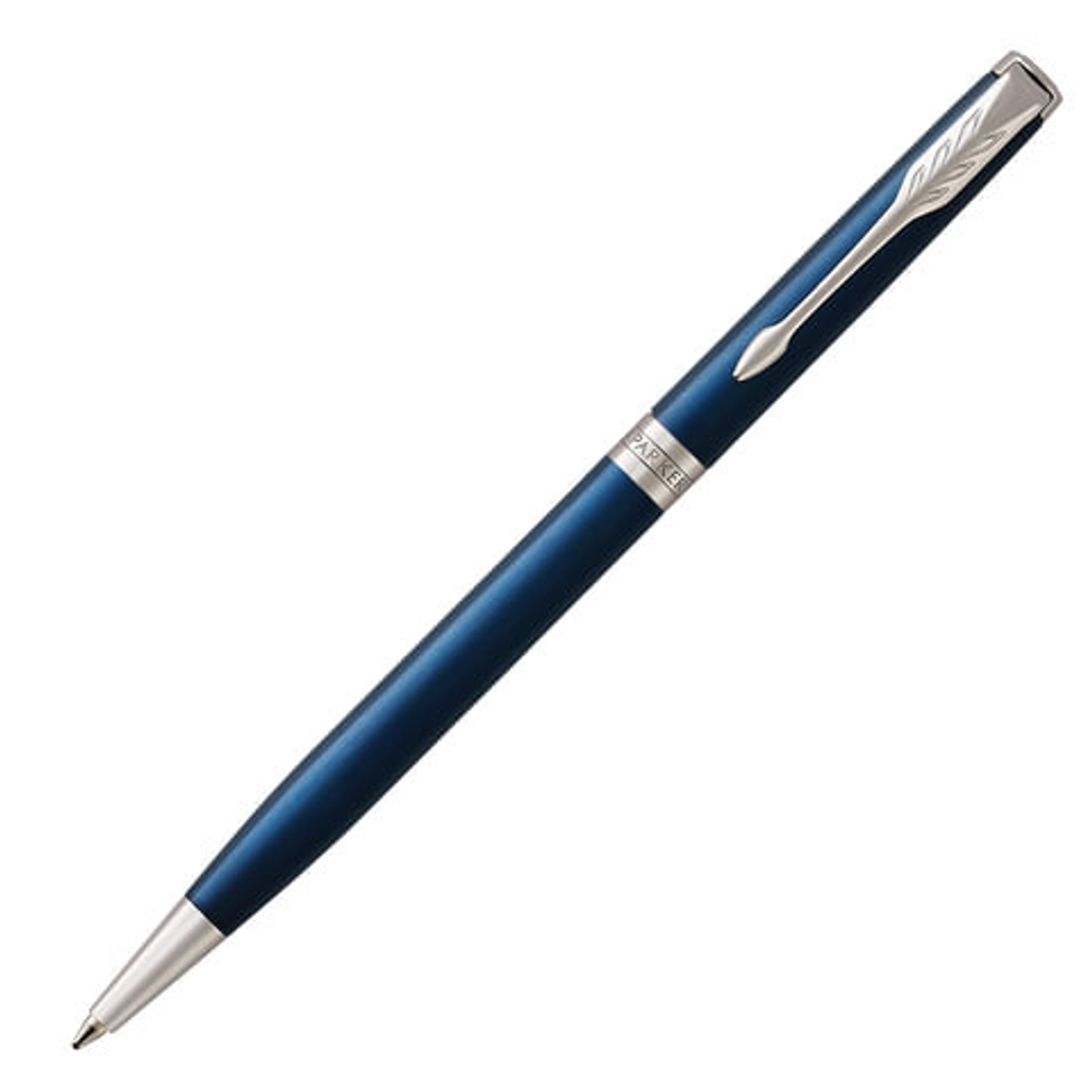 Ручка шариковая PARKER "Sonnet Core Subtle Blue Lacquer CT Slim", тонкая, корпус синий глянцевый лак, палладиевые детали, черная, 1945365