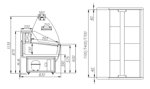 Холодильная витрина Carboma ПОЛЮС ЭКО ВХСр-1,5 PRAIA (G85 SV 1,5-1)