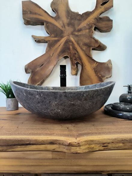 Раковина из мрамора Oval Grey OM-65715  (55*38*19) из натурального камня