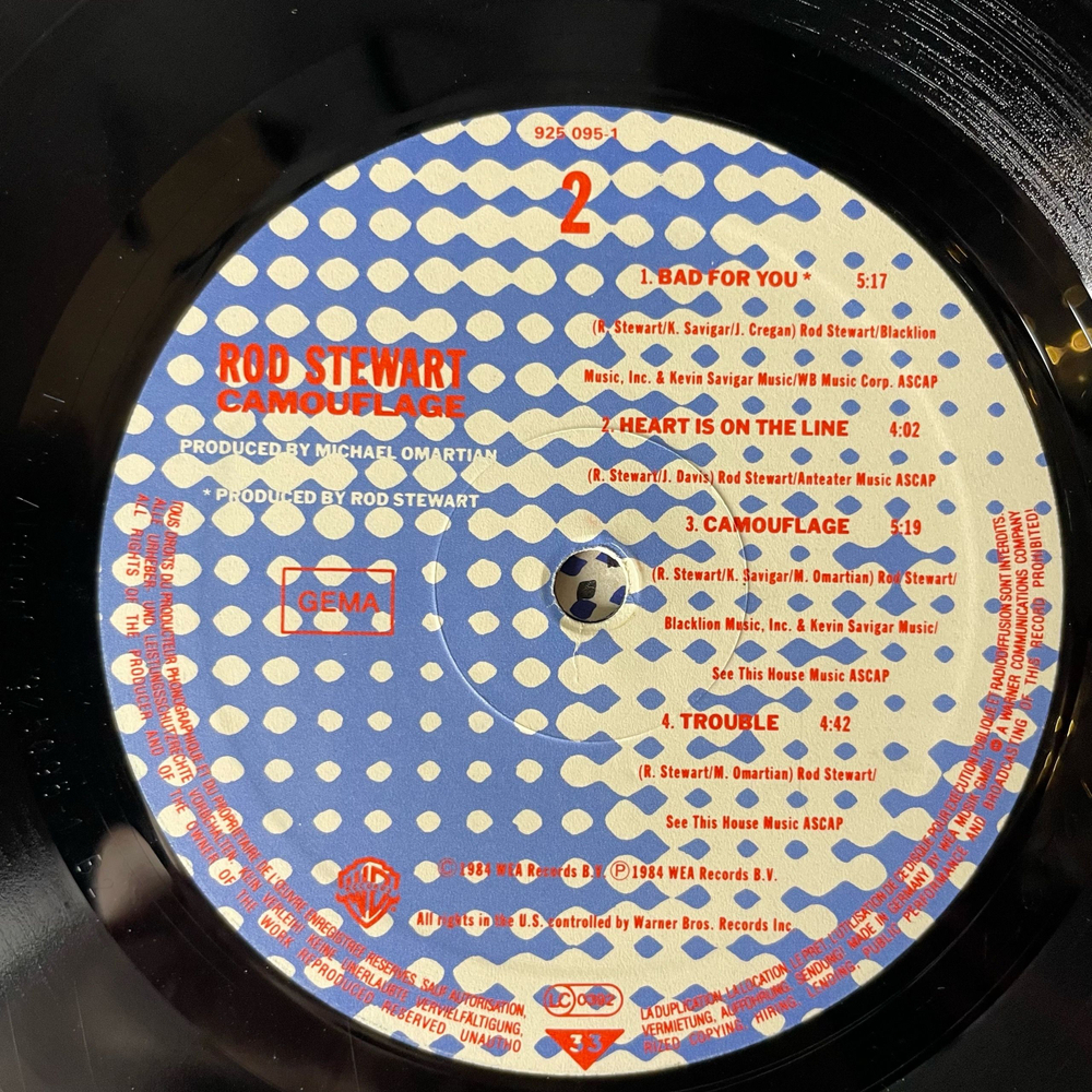 Винтажная виниловая пластинка LP Rod Stewart Camouflage (Германия 1984) Infatuation