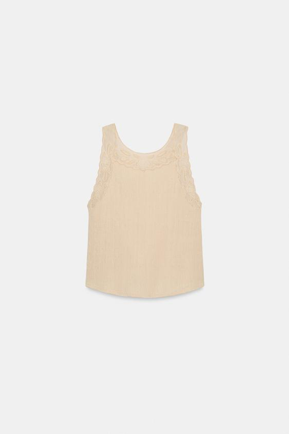 ZARA ТОП В СТИЛЕ РУСТИК С ВЫШИВКОЙ И ОТКРЫТОЙ СПИНОЙ, ЭКРЮ