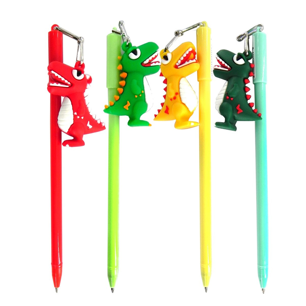 Ручка шариковая Alingar, " Динозаврик", 0,7 мм, синяя, с брелком, круглый, цветной, пластиковый корпус, карт. уп.