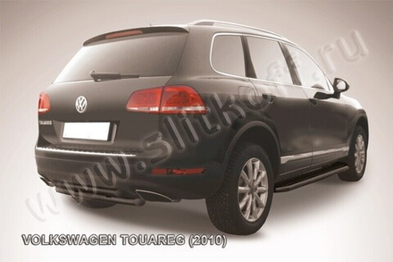 Защита заднего бампера (нержавейка) Volkswagen Touareg (2010-2014) d57+d57 (черный)