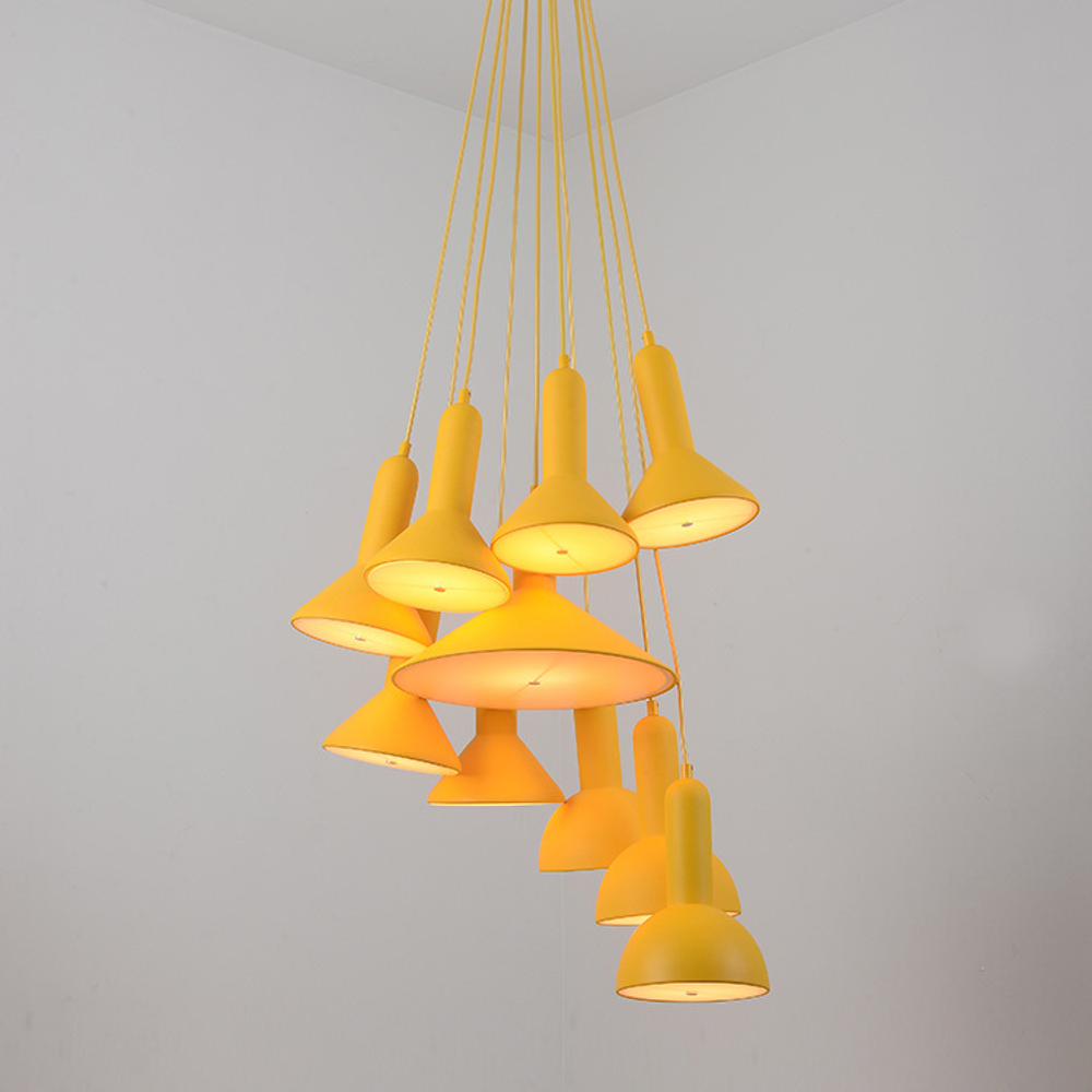 Pendant design lamp  TORCH by Sylvain Willenz (Yellow,  20 lampshades)
