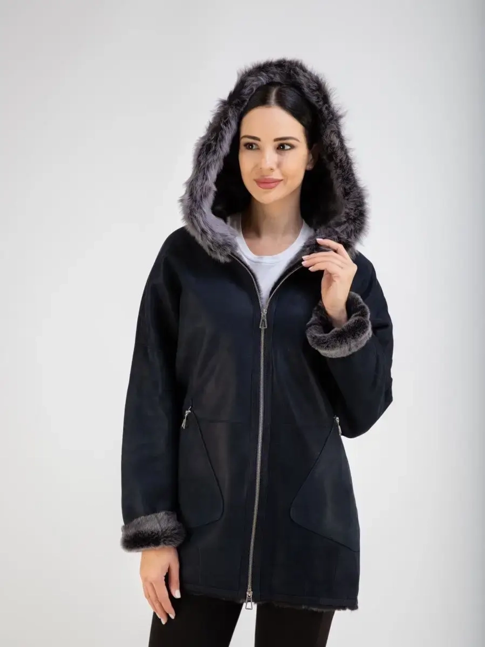 Дубленка женская зима натуральная оверсайз Турция