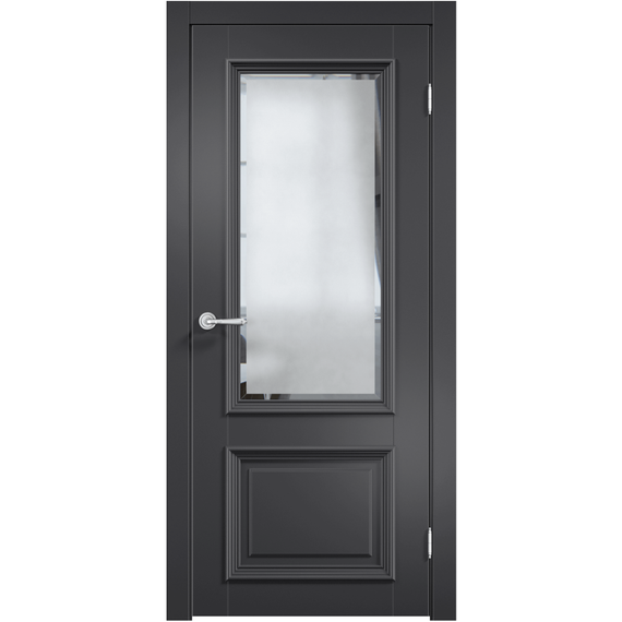Фото межкомнатной двери эмаль Дверцов Болонья цвет сигнальный чёрный RAL 9004 остекленная