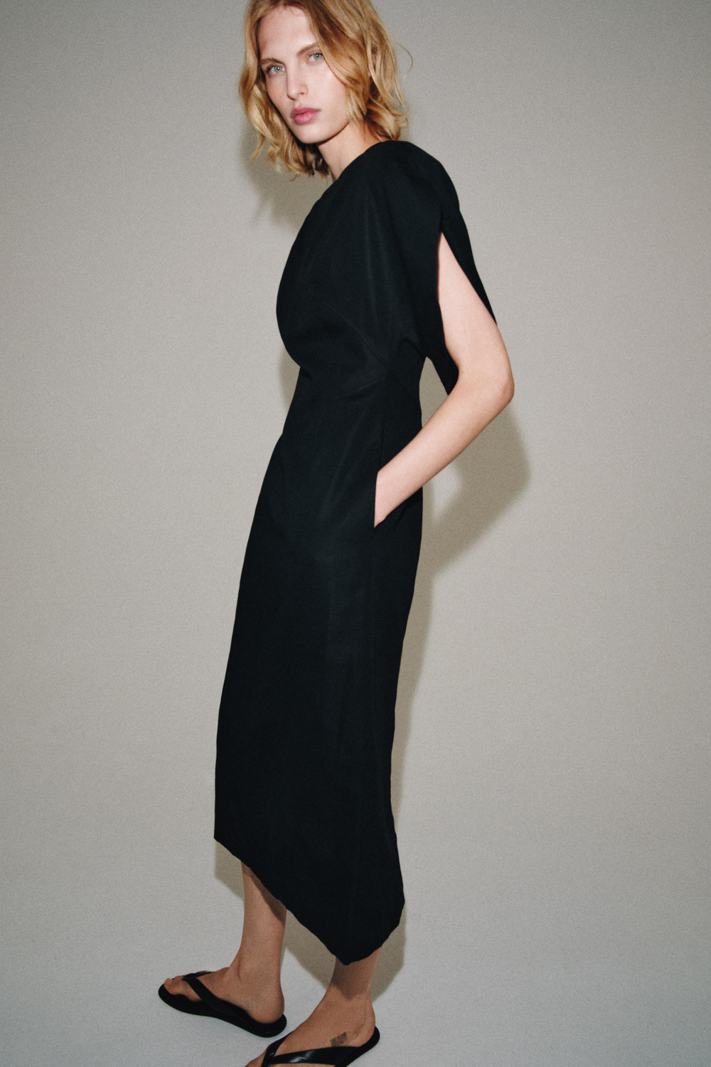 ZARA ПЛАТЬЕ МИДИ ZW COLLECTION, ЧЕРНЫЙ