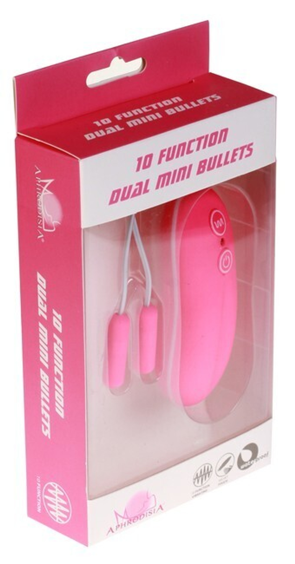 Два мощных маленьких вибро-яйца 10 Function Dual Mini Bullets (10 режимов) (Цвет: ярко-розовый)