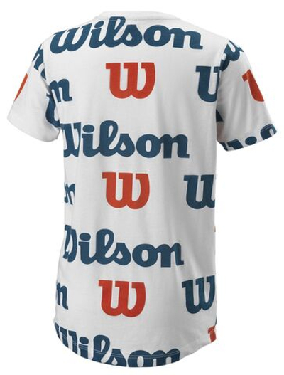 Футболка для мальчика теннисная Wilson All Over Logo Tech Tee B - white