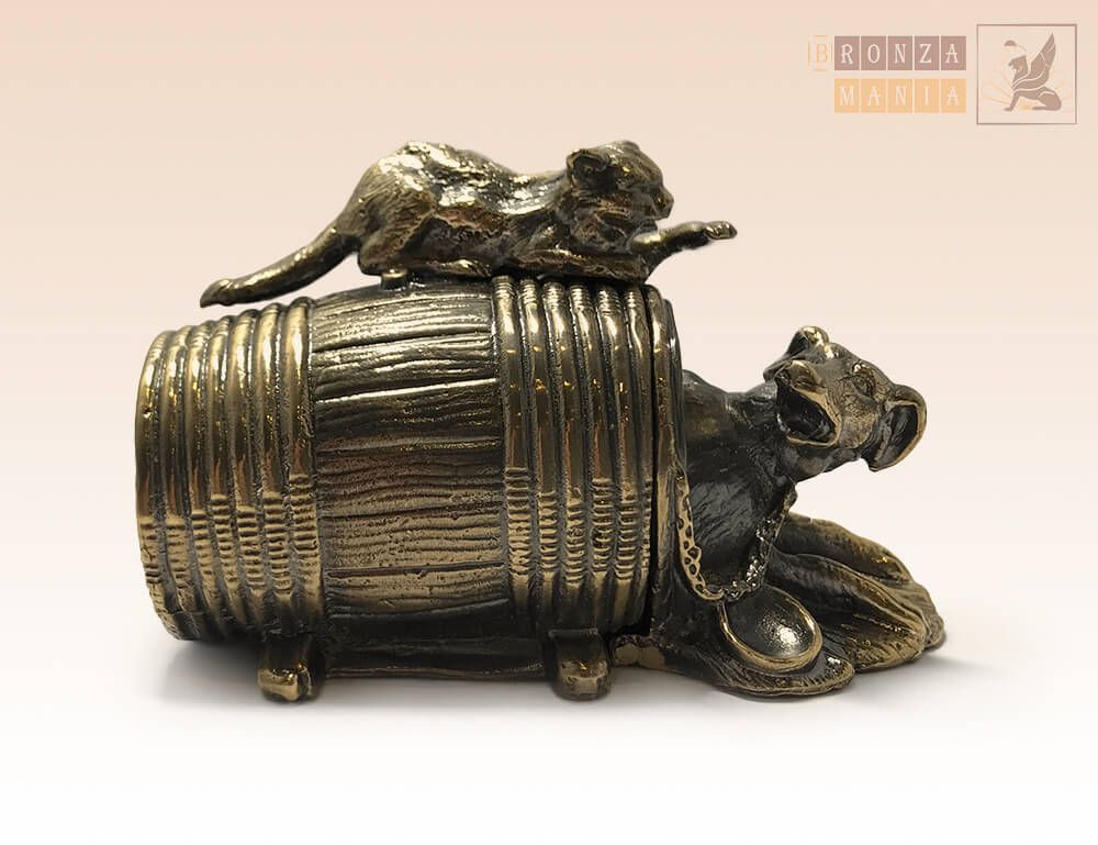 фигурка Спичечница Кот с Собакой в Бочке