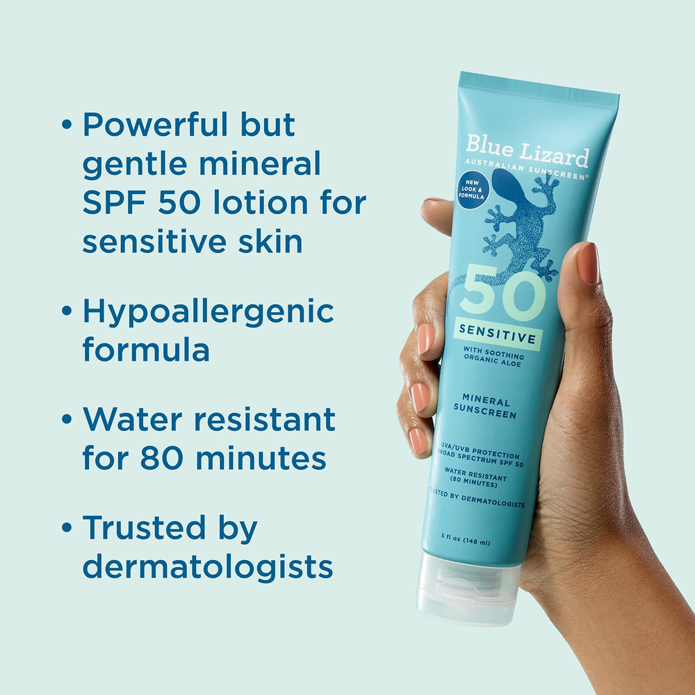 Blue Lizard Australian Sunscreen, солнцезащитное средство для чувствительной кожи, SPF 50, 148 мл (5 жидк. унций)