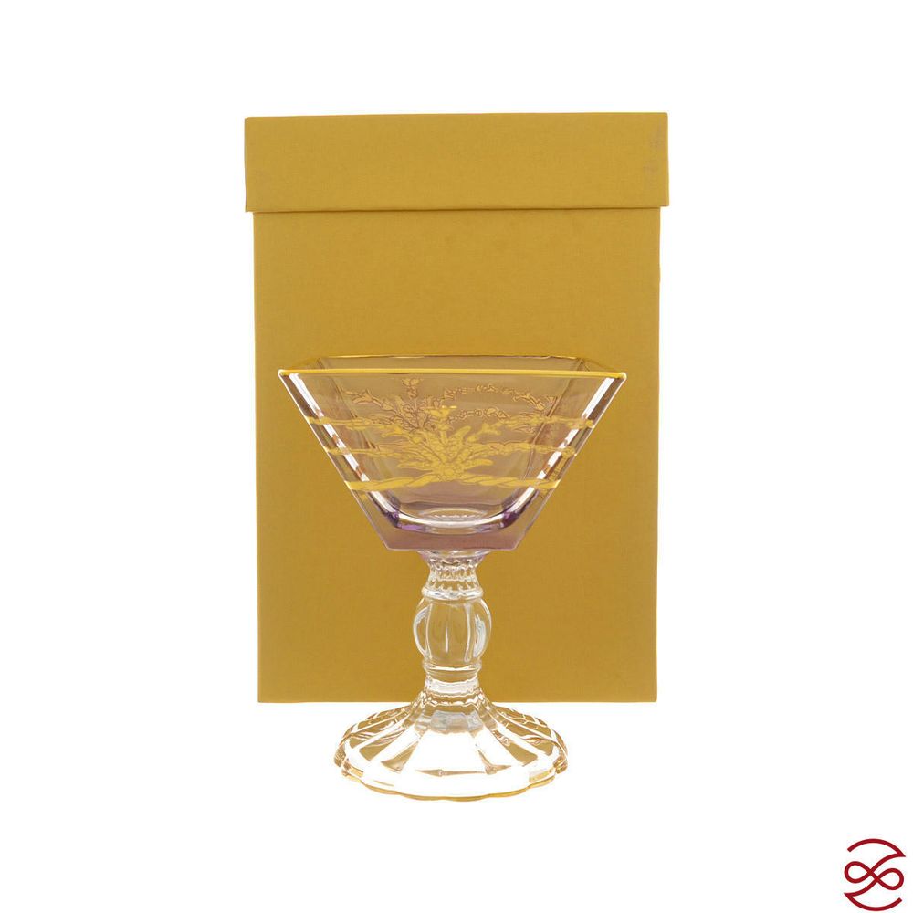 Конфетница на ножке с крышкой TIMON Violet/Gold 28*17см