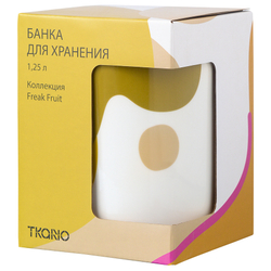 Банка для хранения горчичного цвета с авторским принтом из коллекции freak fruit, 1,25л
