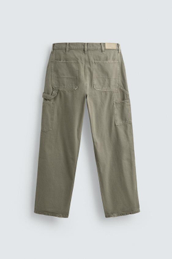 ZARA БРЮКИ КАРГО С ЭФФЕКТОМ ПОТЕРТОСТИ, СВЕТЛО-ЗЕЛЕНЫЙ