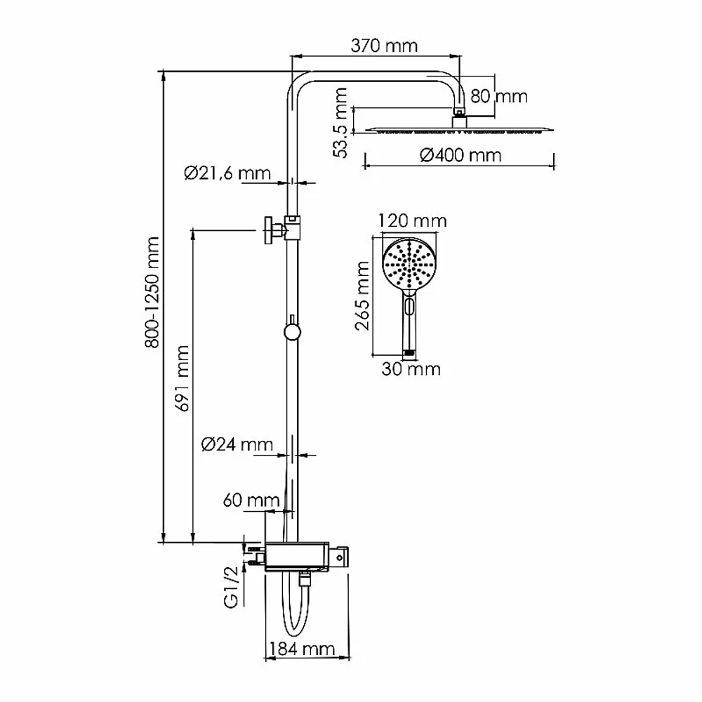 Душевая система WasserKraft Aller SET2665 Thermo хром