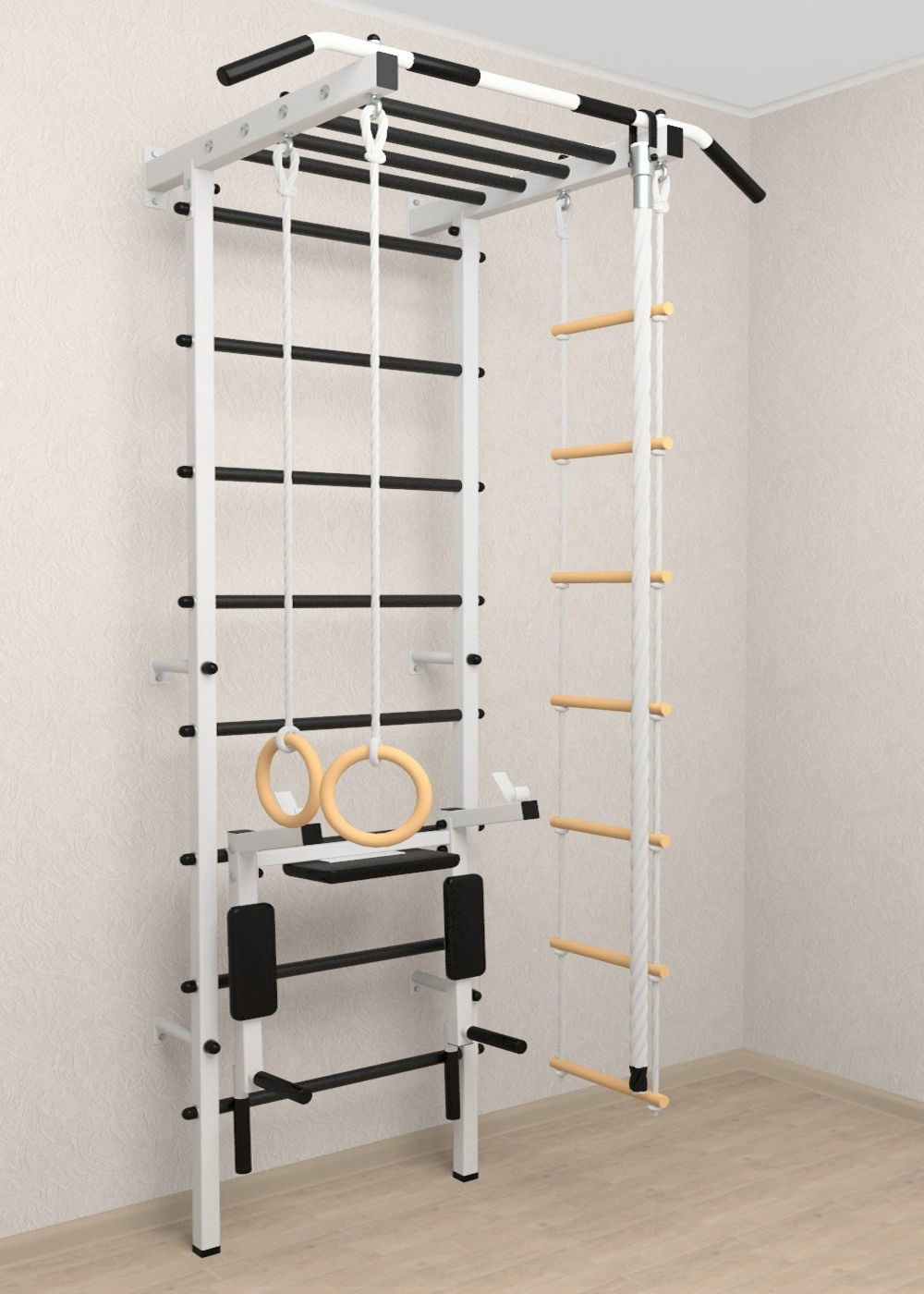 Шведская стенка Sv Pro рукоход 853 (Турник Pro рукоход/Брусья/стойка/Канат/Kольца/Лестница)