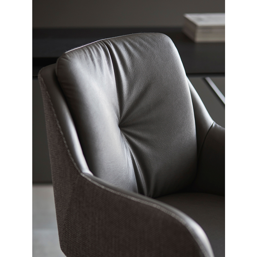 Стул на колесиках Allar, экокожа, рогожка, серый