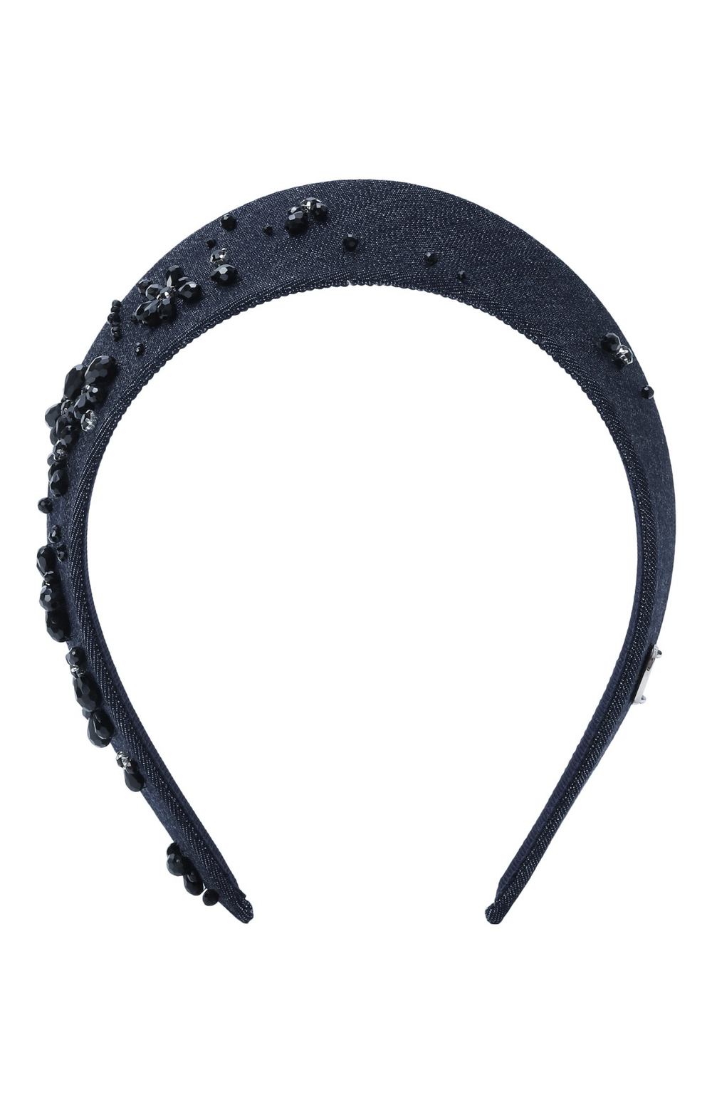 Кокошник из серой джинсы с черными цветами XS