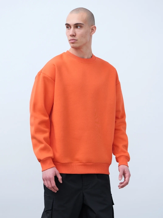 Свитшот оверсайз, с начесом (оранжевый)