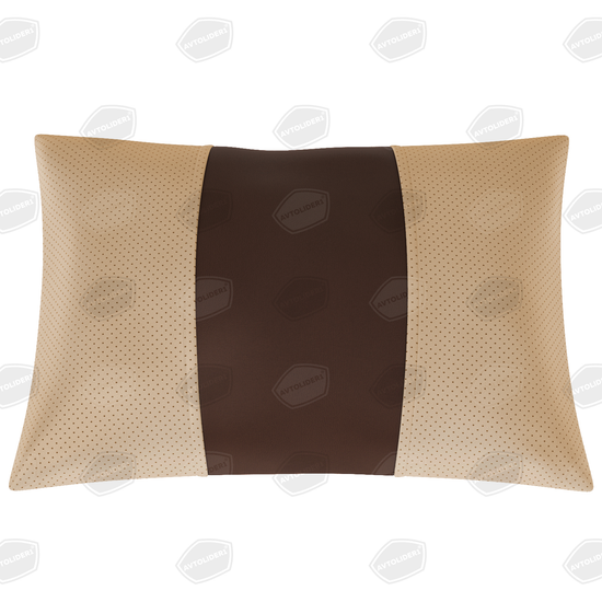 Автомобильная подушка под шею или поясницу из экокожи (прямоугольная на резинке)