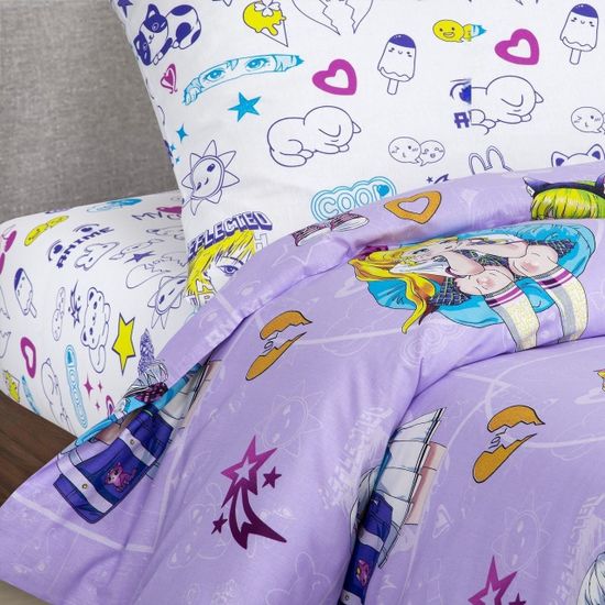 Полуторный комплект детского постельного белья Аниме поплин