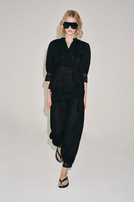 ZARA БРЮКИ-БАЛЛОНЫ С ВЫШИВКОЙ — ZW COLLECTION, ЧЕРНЫЙ