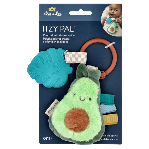 itzy ritzy, Itzy Pal™, плюшевая палочка с силиконовой прорезывателем, для детей от 0 месяцев, авокадо, 1 шт.