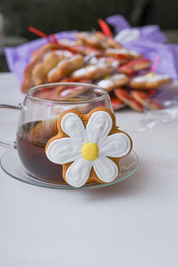 Имбирные пряники мини-ромашки на палочке, 17 шт.